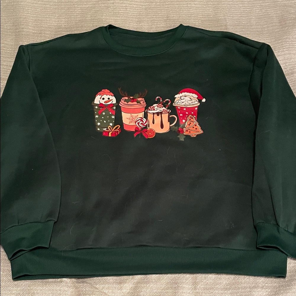 Holiday Mug Design Dark Green Sweatshirt